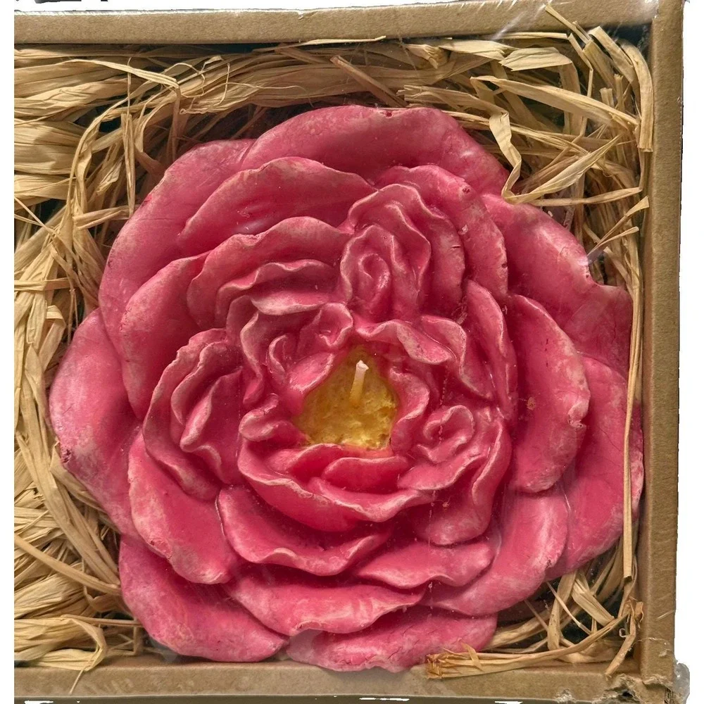 Vintage Pottery Barn Pink Rose Floating Candles Set 2 Large Y2K New in Box